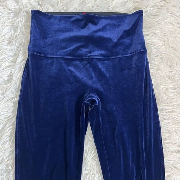 SPANX Blue Lapis Night Velvet High Waist Velour Leggings Women Plus Size 1X Pant - Picture 3 of 12
